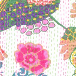 Pillowcases Indian Handmade New Floral Print Kantha Cushion Cover Size 16x16 - thumbnail 3