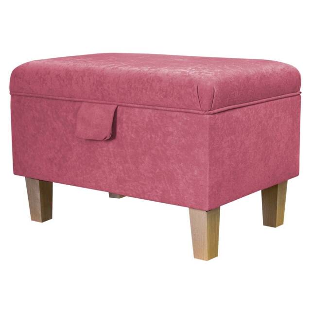 Handmade Flamingo Pink Storage Ottoman - Luxury Upholstery Fabric Bespoke British Made - image 1