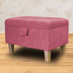 Handmade Flamingo Pink Storage Ottoman - Luxury Upholstery Fabric Bespoke British Made - thumbnail 4