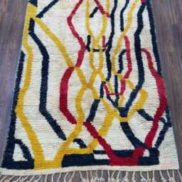 Handmade Azilal Berber Rug, Moroccan Woven Wool Floor Rug - thumbnail 2