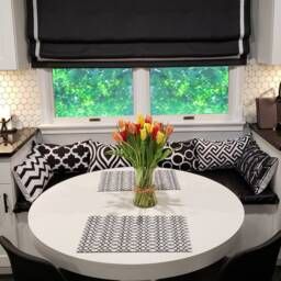 Custom Linen Relaxed Roman Shade With Grosgrain Ribbon & Valance - thumbnail 2