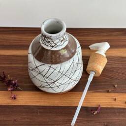Handmade Ceramic Soap Dispenser Brown Pottery Lotion Bottle - thumbnail 3