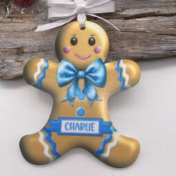 Personalised Gingerbread Man Christmas Ornament Acrylic Child's Decoration, Tree Decoration, Customised Bauble - thumbnail 4