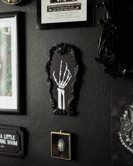 Skeleton Hand Coffin Wall Hanging/Handmade Gothic Home Decor Witchy Art Present Spooky Plaque Alternative Gifts For Her - image 1