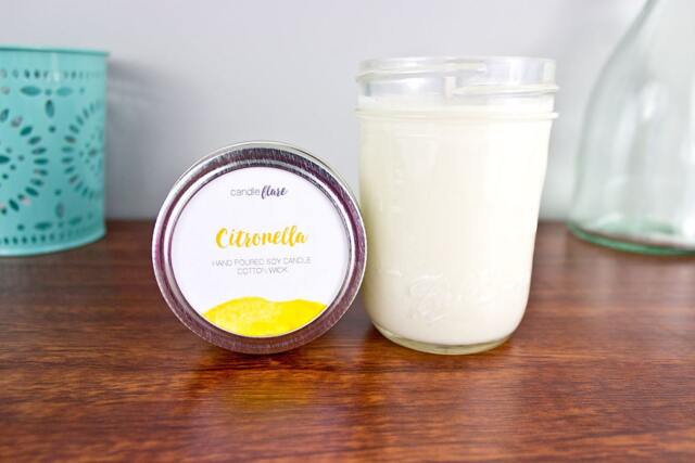 Citronella Soy Candle in Half Pint Mason Jar, Citronella Candle, Wood Wick Summer Jar Insect Repellent - image 1