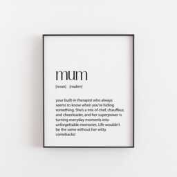 Mum Definition Print - Wall Art Poster - Gift For Birthday Or Mother's Day Present Family Typography Fine - thumbnail 1