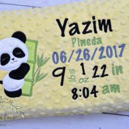 Personalized Baby Blanket Panda-Birth Stat Panda-Personalized Minky Blanket-Panda Blanket-Monogrammed Blanket Boy Girl - thumbnail 3