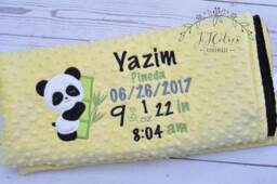 Personalized Baby Blanket Panda-Birth Stat Panda-Personalized Minky Blanket-Panda Blanket-Monogrammed Blanket Boy Girl - thumbnail 1