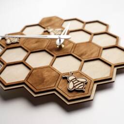 Unique Wall Clock, Modern Clock Wood, Honeycomb Decor, Hexagon Decor, Honeycomb Clock, Hexagon Bee Honey Comb - thumbnail 3