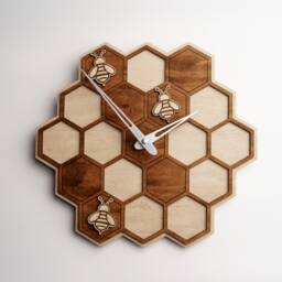 Unique Wall Clock, Modern Clock Wood, Honeycomb Decor, Hexagon Decor, Honeycomb Clock, Hexagon Bee Honey Comb - thumbnail 1