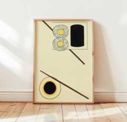 Sushi Roll Poster, Japanese Food Wall Art, Minimal Kitchen Print - thumbnail 1