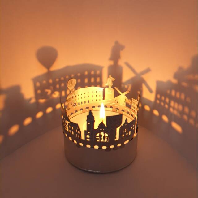 Krefeld Skyline Shadow Play - Mesmerizing Candle Attachment - Silhouette Projection Of Landmarks Unique Souvenir For Fans - image 1