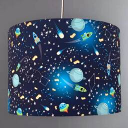 New Luxury High Quality Kids Children's Room Glowing Planets Space Rockets Ship Pattern Lamp Shade Pendant Light Navy - thumbnail 4