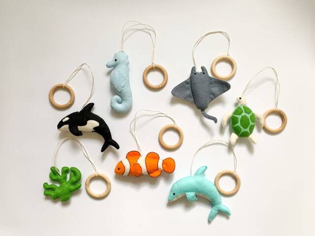 Sea Baby Gym Toys, Play Gym, Hanging Toys Sea Turtle, Killer Whale, Stingray & Clown Fish, Montessori Toys, Baby Shower - image 1