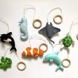Sea Baby Gym Toys, Play Gym, Hanging Toys Sea Turtle, Killer Whale, Stingray & Clown Fish, Montessori Toys, Baby Shower - thumbnail 4