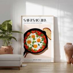 Shakshouka Poster, Food Print, Tunusian Food, Kitchen Decor, Wall Art, Middle Eastern Print - thumbnail 3