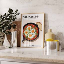Shakshouka Poster, Food Print, Tunusian Food, Kitchen Decor, Wall Art, Middle Eastern Print - thumbnail 2