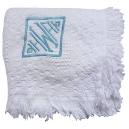 Cotton Baby Afghan Blanket in Pink, Blue Or White With Name & Date Of Birth Embroidery - Custom Embroidered Personalized - thumbnail 2