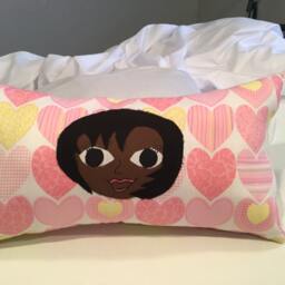 Pink Hearts, Handmade Rag Doll Pillow - thumbnail 2