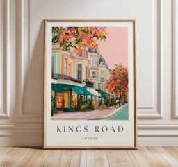 Kings Road London Travel Poster Chelsea UK Wall Art - thumbnail 1