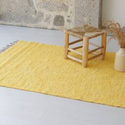 Medium Yellow Rug 100x150cm Bedroom Rug, Kids Bohemian Washable Vegan Soft Cotton Nursery Gelber Teppich - thumbnail 2
