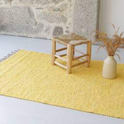 Medium Yellow Rug 100x150cm Bedroom Rug, Kids Bohemian Washable Vegan Soft Cotton Nursery Gelber Teppich - thumbnail 4