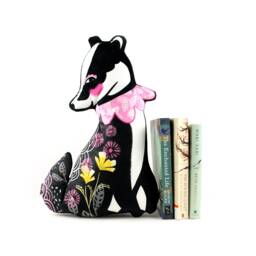 Floral Badger Softie Plush - Animal Illustrated Homewares Nursery Decor Illustration - thumbnail 1