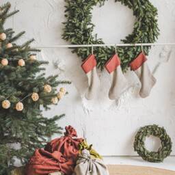 Linen Christmas Stocking Made From Linen Fabric Leftovers, Zero-Waste, Minimalist Stocking, Handcrafted Custom Stocking - thumbnail 4