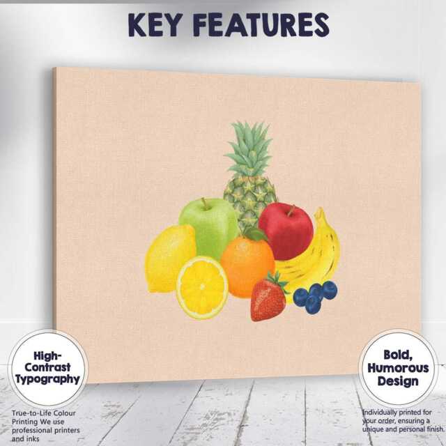 Fresh Mixed Tropical & Citrus Fruit Arrangement Canvas Wall Art Print Decor Picture Ready To Hang - image 1