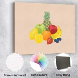 Fresh Mixed Tropical & Citrus Fruit Arrangement Canvas Wall Art Print Decor Picture Ready To Hang - thumbnail 2