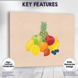 Fresh Mixed Tropical & Citrus Fruit Arrangement Canvas Wall Art Print Decor Picture Ready To Hang - thumbnail 1