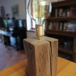 Reclaimed Wood Table Lamp/Old Wood Solid Block Vintage Edison Table Lamp/ Handmade - thumbnail 3
