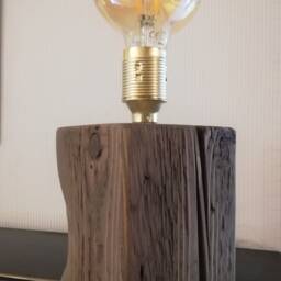 Reclaimed Wood Table Lamp/Old Wood Solid Block Vintage Edison Table Lamp/ Handmade - thumbnail 2