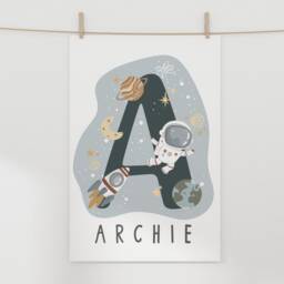 Personalised Name Space Print, Nursery Poster, Solar System Boy Decor, Scandi Playroom Prints, Kids Wall Art - thumbnail 3