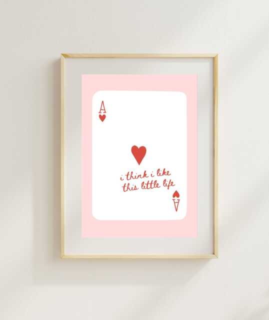 I Think Like This Little Life Art Print - Girly Soft Girl Era Poker Card Poster Pink Minimal Gratitude - image 1