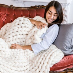 Super Chunky Knit Blanket Made From Merino Wool, Knitted Blanket, Knits, Arm - thumbnail 2