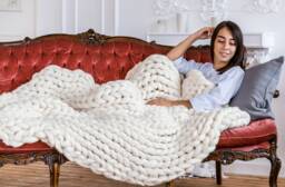 Super Chunky Knit Blanket Made From Merino Wool, Knitted Blanket, Knits, Arm - thumbnail 1