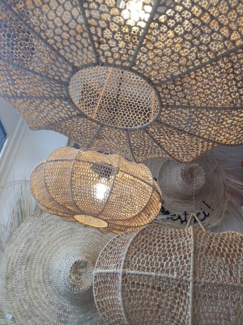 Hand-Braided Raffia Pendant Light, Lighting Fixture, Interior Decoration, Moroccan Craftsmanship Wall Sconce, Ceiling Decorative Chandelier - image 1