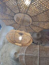 Hand-Braided Raffia Pendant Light, Lighting Fixture, Interior Decoration, Moroccan Craftsmanship Wall Sconce, Ceiling Decorative Chandelier - thumbnail 1