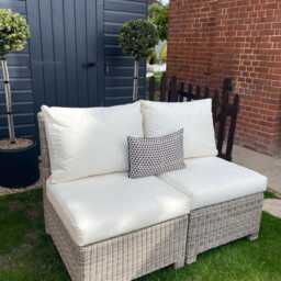 Weatherproof Sofa - Stunning John Lewis Outdoor Sofa With Water Resistant Cream Cushions- Splits Into Two Chairs Also Can Deliver - thumbnail 4