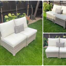 Weatherproof Sofa - Stunning John Lewis Outdoor Sofa With Water Resistant Cream Cushions- Splits Into Two Chairs Also Can Deliver - thumbnail 3