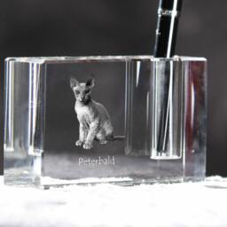 Peterbald, Crystal Pen Holder With Cat, Souvenir, Decoration, Limited Edition, Collection - thumbnail 3
