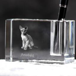 Peterbald, Crystal Pen Holder With Cat, Souvenir, Decoration, Limited Edition, Collection - thumbnail 2