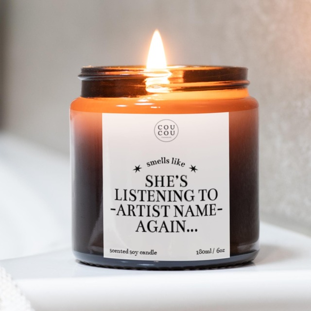 Personalised Listening To Candle, Luxury Soy Wax, Custom Music Lover Gift - image 1