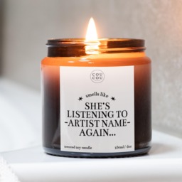 Personalised Listening To Candle, Luxury Soy Wax, Custom Music Lover Gift - thumbnail 1