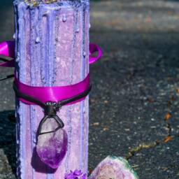 Homemade Lavender & Crystal Infused Pillar Candle - Vegan Organic All Natural - thumbnail 3