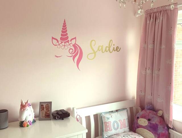 Personalised Unicorn Wall Sticker, Stickers, Decal, Decor, Girls Stickers - image 1