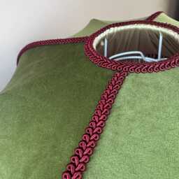 Handmade Moss Green Velvet Lampshade/Dark Red Fringe Lampshade, Art Deco Tassel Light, 16 - thumbnail 4
