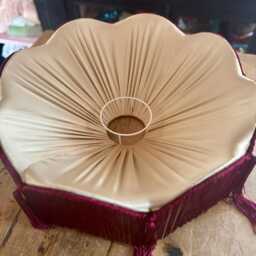 Handmade Moss Green Velvet Lampshade/Dark Red Fringe Lampshade, Art Deco Tassel Light, 16 - thumbnail 3