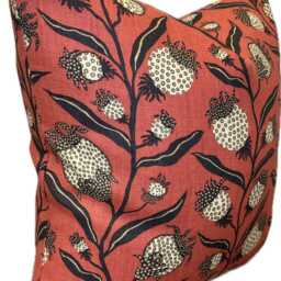 Schumacher Thistle Vine Red & Gold Cushion Cover Pillow Double Sided - thumbnail 2